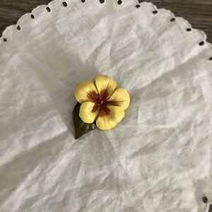 Handmade Tooled Leather Hibiscus Brooch